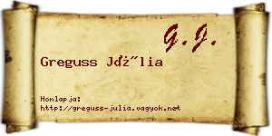 Greguss Júlia névjegykártya